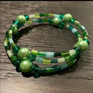 Wire beaded wrap around bracelet